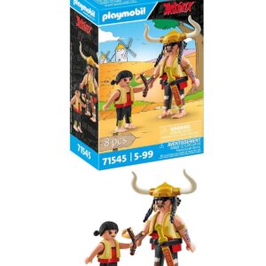 Playmobil 71545 Astérix : Soupalognon y Crouton et Pepe - Comprend Deux Personnages Gaulois cultes, Une épée, Une Fronde et des Accessoires - Dès 5 Ans