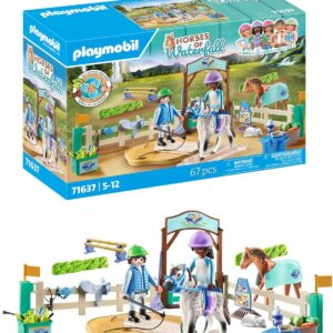 Playmobil 71637 Ecole d'équitation - Horses of Waterfall - Comprenant Un Plateau tournant, Un Cheval et des Accessoires d'équitation variés - Dès 5 Ans