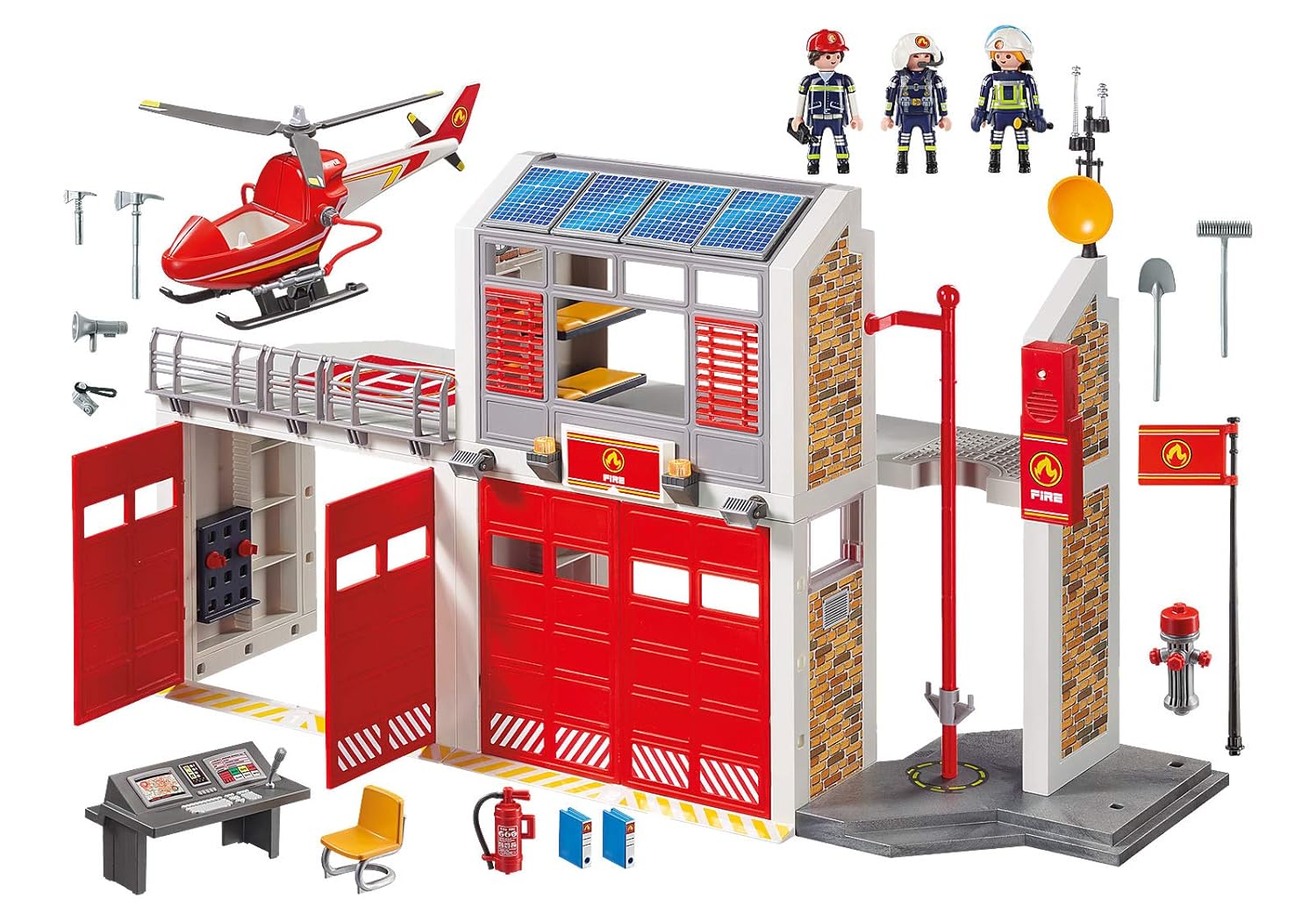 Playmobil 9462 Caserne de Pompiers avec hélicoptère- City Action- Les Pompiers- Les Pompiers Pompier