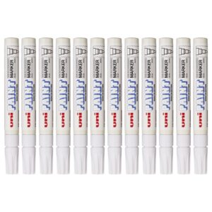 Uniball PX20-BLC Paint Marker Marqueur peinture à base d'huile indélébile Pointe moyenne ogive Blanc Lot de 12