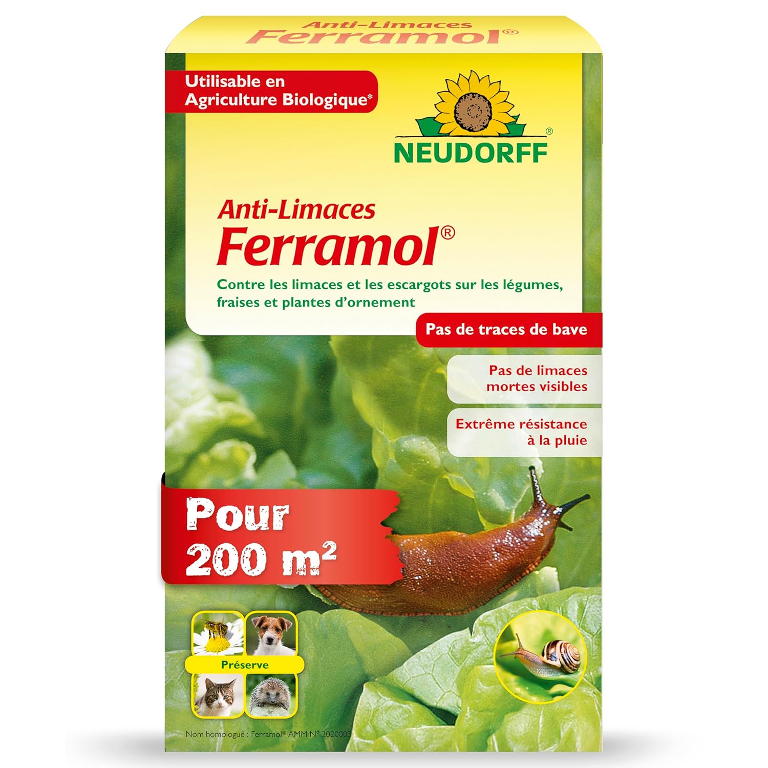 Neudorff Anti-Limaces Ferramol – Contre Les limaces et Les escargots sur Les légumes, Fraises et Plantes d’Ornement. Pellets pour 200 m², 1 kg