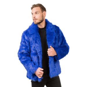 Alternative view of CHAKS — Manteau court en fausse fourrure bleu