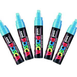 Uni-Ball Posca Extra Marqueur à bout ciselé Large - Clair Bleu (Lot de 5)