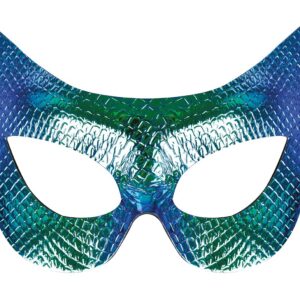 P'TIT CLOWN - 23376 - Loup Irridescent Effet Écailles Adulte - Masque Déguisement Unisexe - Avec Élastique - Accessoire Costume Carnaval, Fête Costumée, Évènement à Thème - Bleu