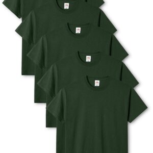 Fruit of the Loom Lot de 5 t-Shirts Originaux pour Homme, Vert (Bottle Green), L