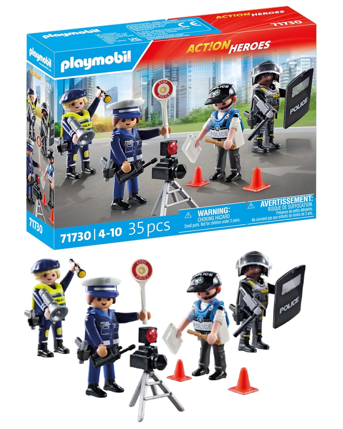 Playmobil | Action Heroes | Set de Figurines de Police | Figurines de Jouet | Figurine de Policier | Jouet pour Enfants à partir de 4 Ans | 71730