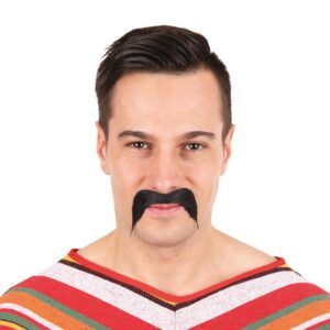 PTIT CLOWN - Moustache de Mexicain - Mexican's Mustache - Accessoire de Déguisement - Bandit, Gringo - Adhésives, Autocollantes - Parfait pour Carnaval, Fêtes à Thèmes, Cosplay, Halloween - Noir