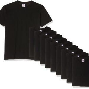 Fruit of the Loom Super Premium Short Sleeve T-Shirt, Noir, M (Lot de 10) Homme