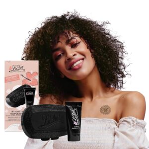 LaDot Tattoo Starter Kit - Tatouages temporaires noirs pour tampons, encre de tatouage imperméable et hypoallergénique pour enfants et adultes, 15 ml pour le corps et les bras