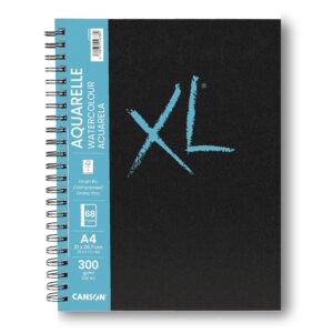 CANSON XL Art Book - Carnet spiralé 68 pages - Papier aquarelle - Grain fin - 21 x 29,7 cm - 300g/m² - Blanc