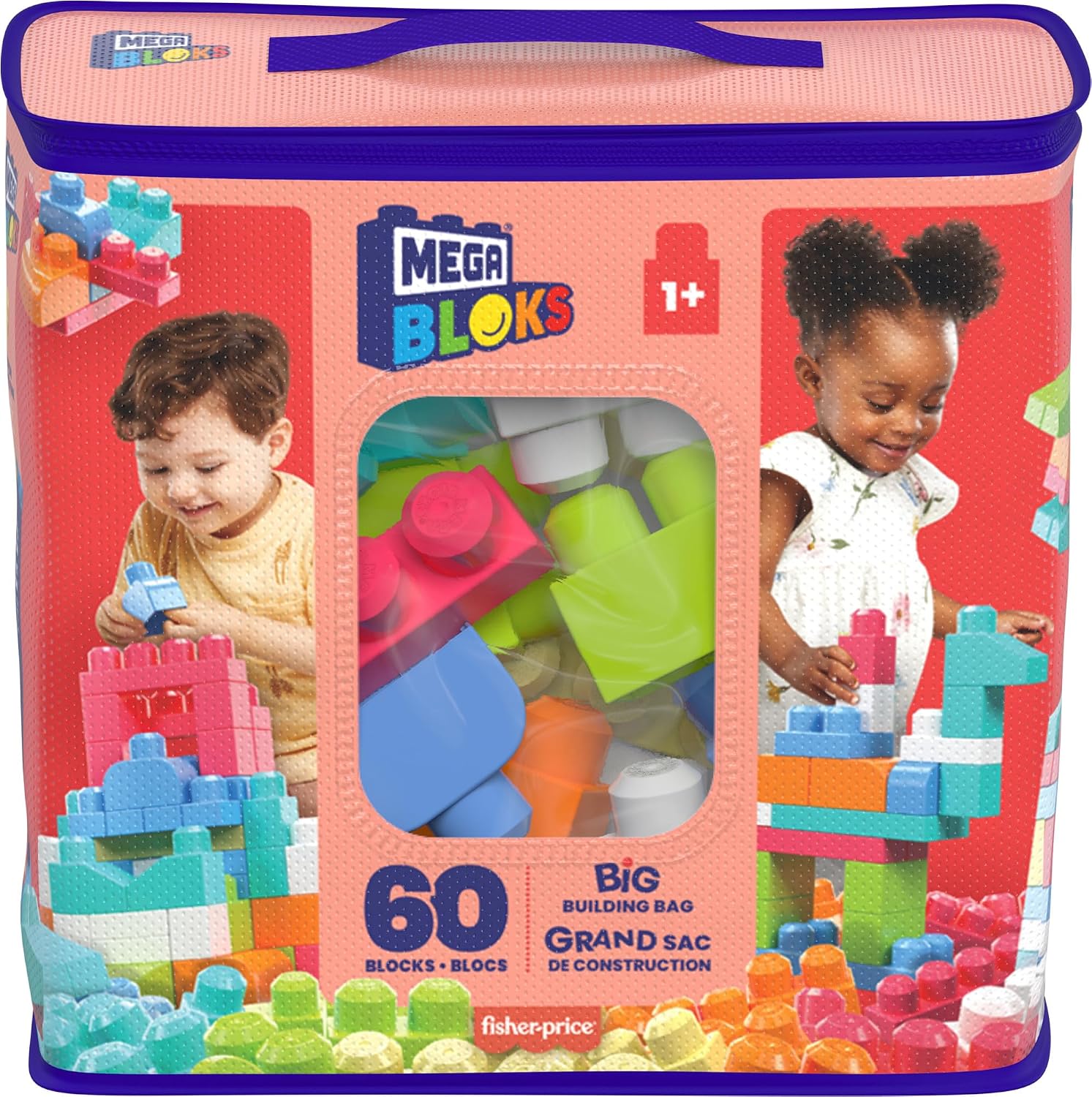 MEGA BLOKS — Sac de 60 Blocs de Construction Rose – Image 5