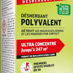 ROUNDUP Désherbant Jardin Polyvalent Concentré 800ml – Format Grandes Surfaces 347m² – Action 2-en-1 Mauvaises Herbes & Mousses – Effets dès 1h