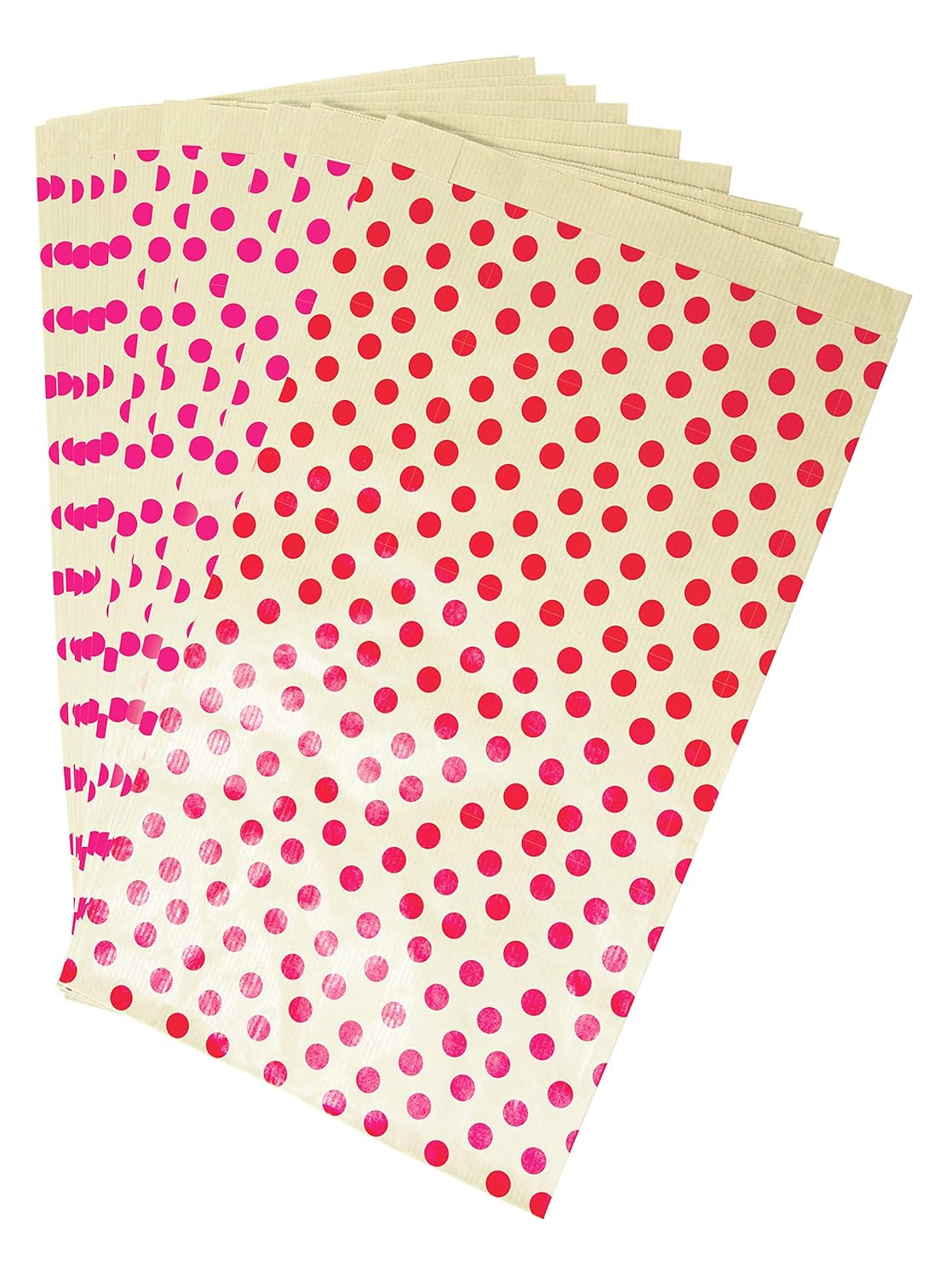 Clairefontaine 394108C - Un Sachet De 50 Pochettes Kraft - 24x35+6cm - Motif : Pois Rouges - Idéal Pour : Confiseries, Bonbons, Cupcakes, Livre, Bijoux, Emballage Cadeaux, Pochette cadeau Kraft