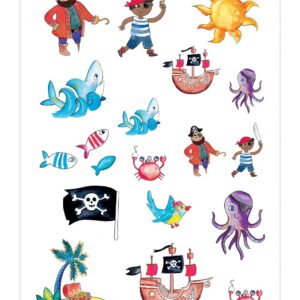 CAM ET LEON - Tatouages Temporaires - Tatouage Ephémère - Dinosaures, Animaux de la forêt, Licornes, Pirates, Princesses, Super héros - Anniversaire Enfant, Fêtes, Célébrations (Pirates)