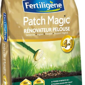 FERTILIGÈNE Patch Magic Rénovateur de Pelouse 7kg – Formule 4-en-1 : Semences, Engrais, Support & Fixateur – Pousse en 4 Jours – Pour 30 m²