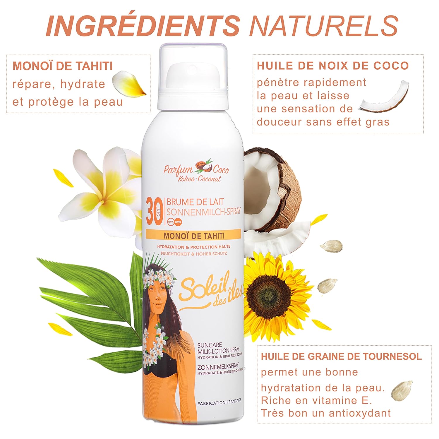 SOLEIL DES ÎLES — Brume de lait solaire Monoï de Tahiti SPF30 – Image 5
