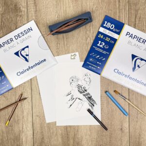 Alternative view of Clairefontaine 96175C - Pochette Dessin Scolaire - 12 Feuilles Papier Dessin Blanc à Grain - 24x32 cm 180g - Idéal pour les Arts Plastiques