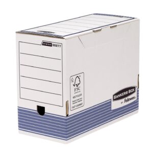 BANKERS BOX - Boite d’Archives System A4 150 Mm - Rangement - Carton Recyclé - Blanc Bleu - 10 Unités