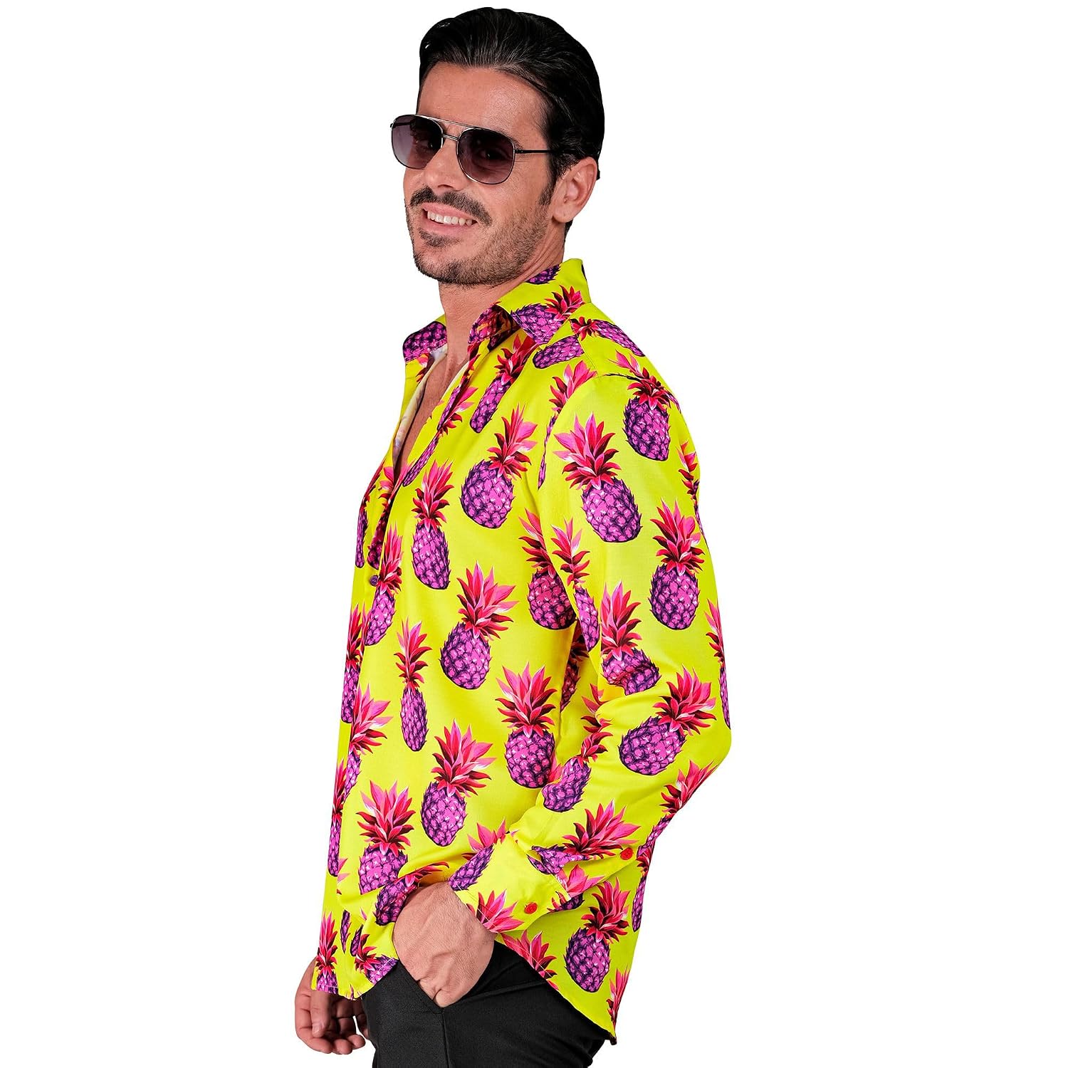 W WIDMANN MILANO Party Fashion — Chemise homme S/M jaune fluo – Image 2