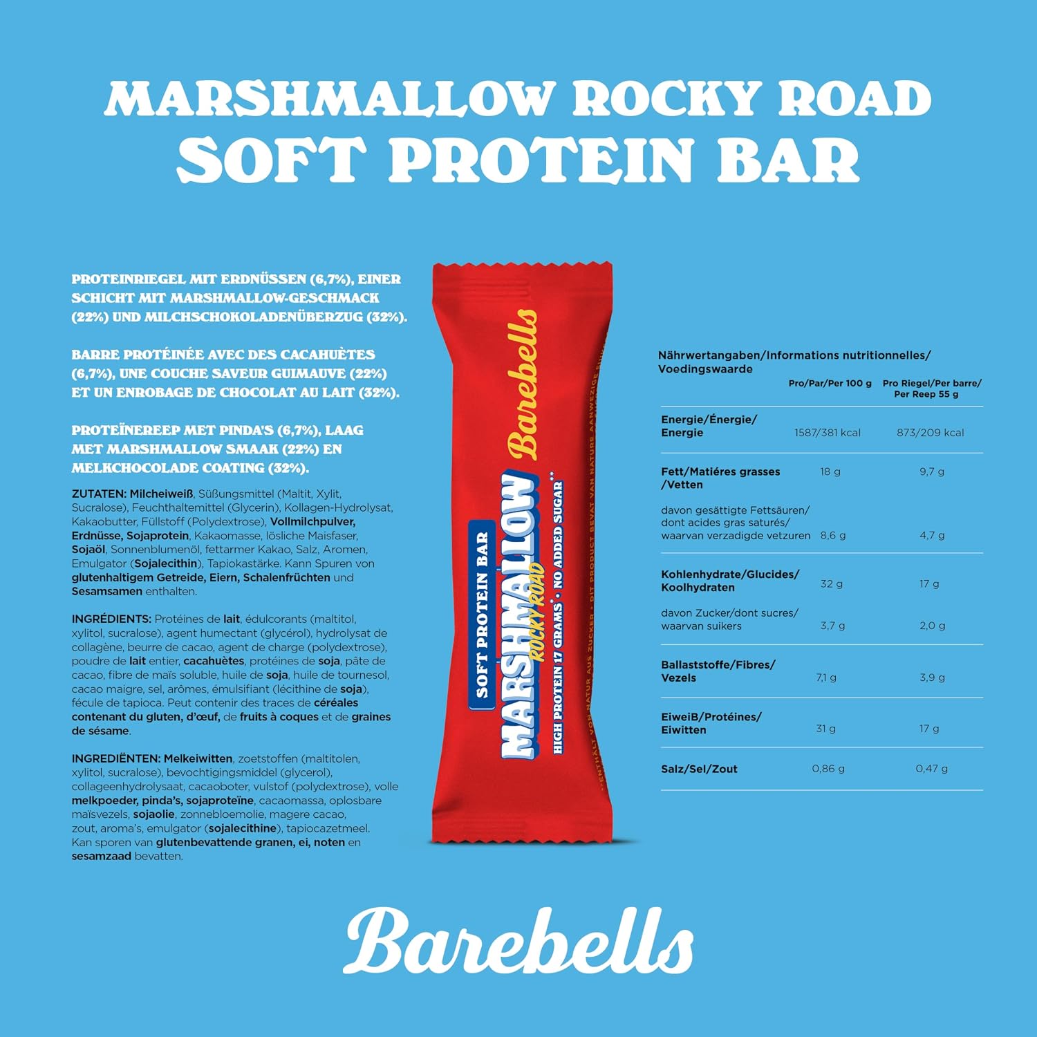 BAREBELLS — Barres protéinées Marshmallow Rocky Road x12 55g – Image 6