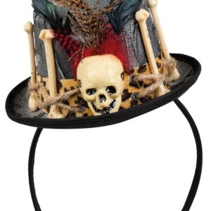 Boland 72182 – Serre-tête avec chapeau de vaudou avec mini chapeau, tête de mort et os, Dia de los Muertos, costume, carnaval, fête à thème, Halloween