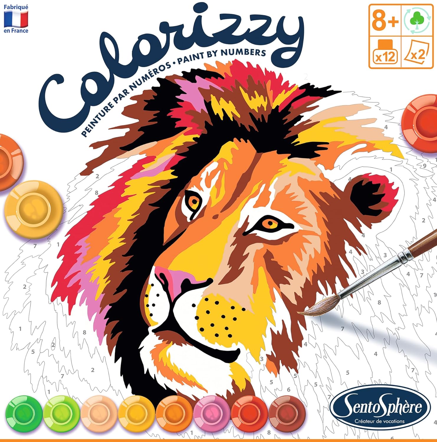 Sentosphère – Colorizzy - Savane - Peinture par Numéros - Intuitif et Facile - Moment Relaxation - Kit de Loisir Créatif - Pour enfants dès 6 ans - Fabriqué en France - 4500