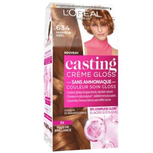 L'Oréal Paris - Coloration Cheveux Semi-Permanente Ton sur Ton - Couleur Soin Gloss - Sans Ammoniaque - Casting Crème Gloss - Nuance : Marron Miel (634)