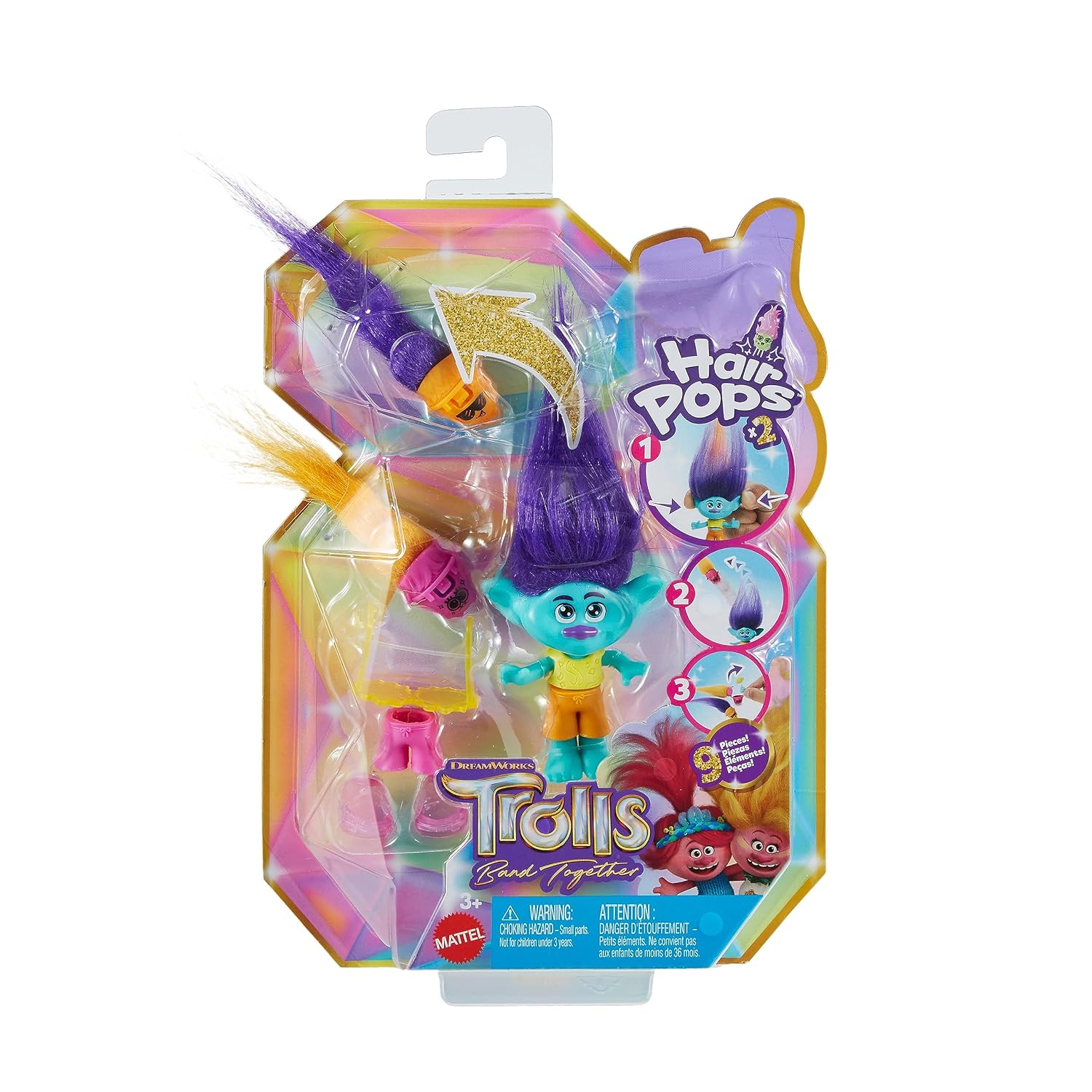 MATTEL Trolls 3 — Figurine Hair Pops Branche avec accessoires – Image 5