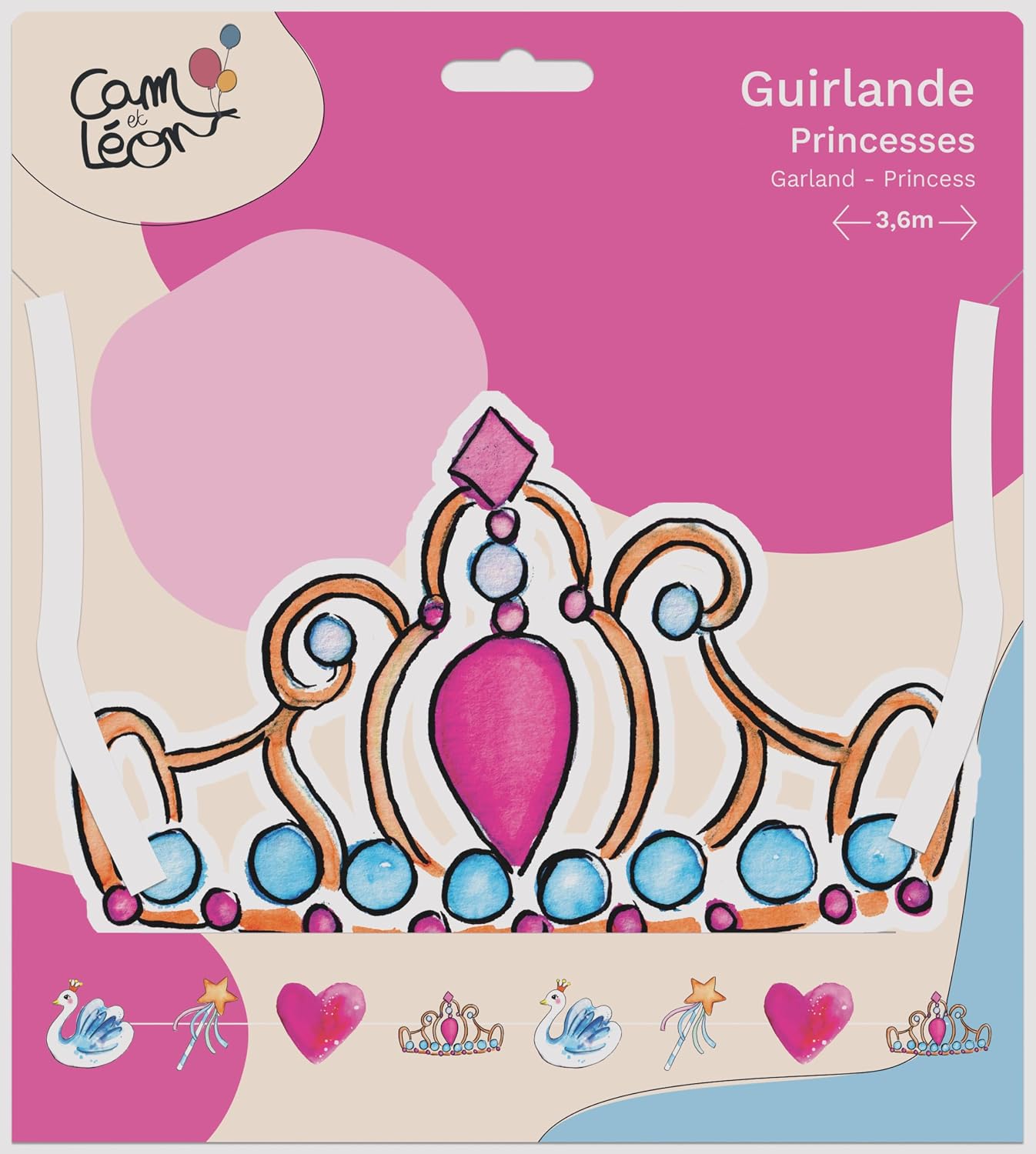 P'TIT CLOWN CAM ET LEON — Guirlande Anniversaire Princesses 3,6 m – Image 2