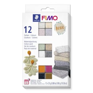 STAEDTLER - FIMO Effect - Pack Boho Colours - 12 pains de pte à modeler - 25 Grammes chacun - Couleurs assorties - 8013 C12-5