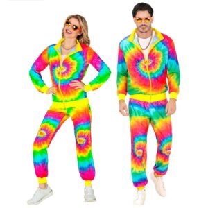 W WIDMANN MILANO Party Fashion - Survêtement fantaisie, motif arc-en-ciel, tenue des années 80, survêtement de jogging pour le carnaval et les fêtes
