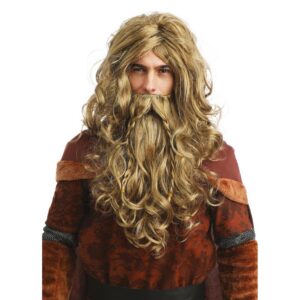 P'TIT CLOWN - 23290 - Perruque et Barbe de Viking Luxe - Viking's Wig - Accessoire de Déguisement pour Carnaval, Fêtes à Thèmes, Soirées Costumées, Halloween - Cheveux Synthétiques - Adulte Homme