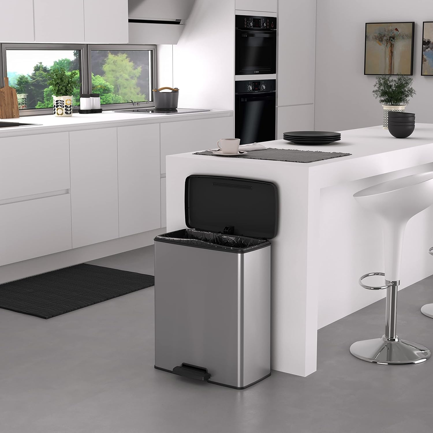 CURVER Deco Rectangle — Poubelle 65L gris métallisé – Image 4
