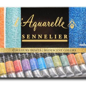 Aquarelles Sennelier - boîte métallique 12 tubes 12 ml + 1 pinceau