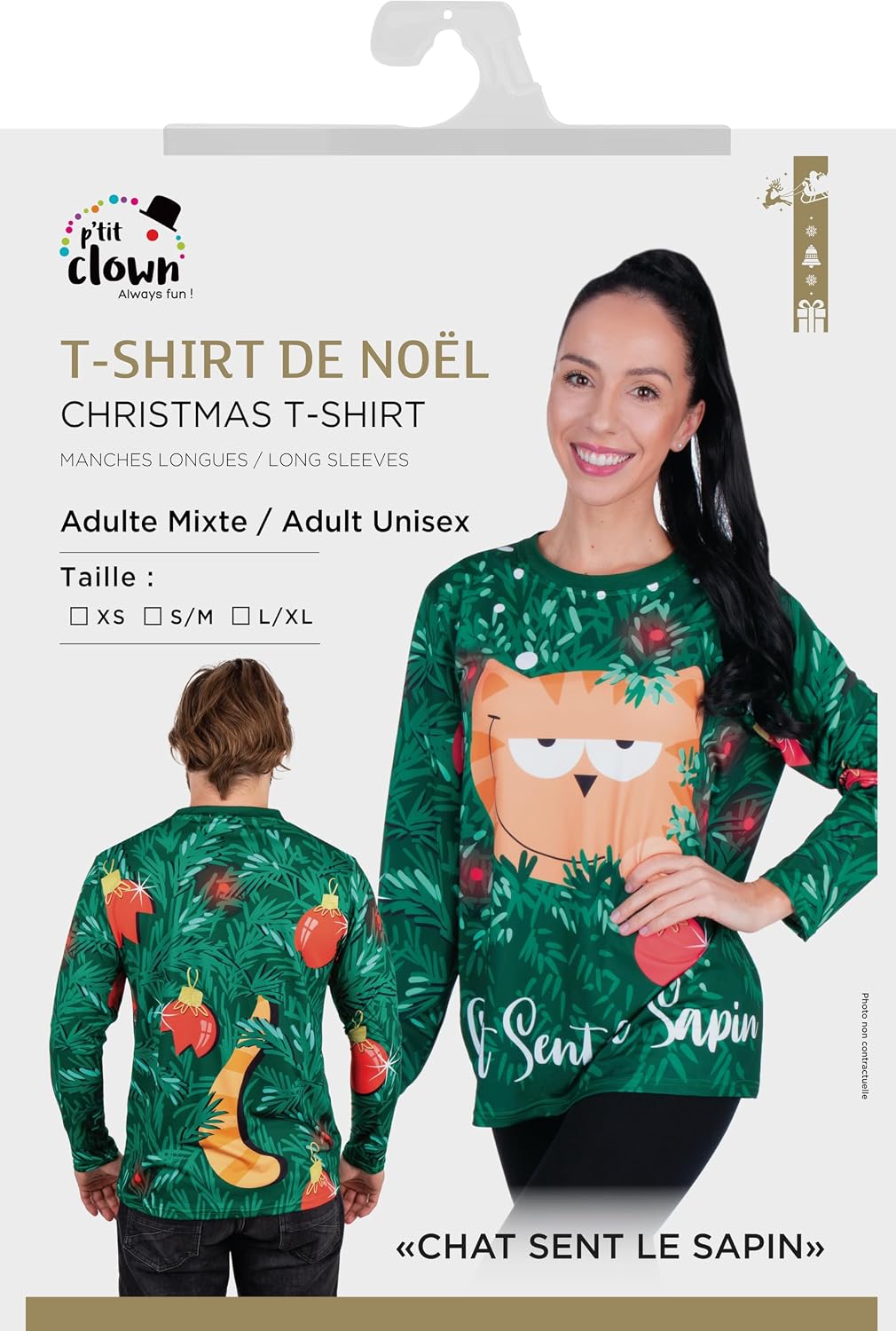 P'TIT CLOWN — T-shirt de Noël Adulte Unisexe L Vert – Image 3