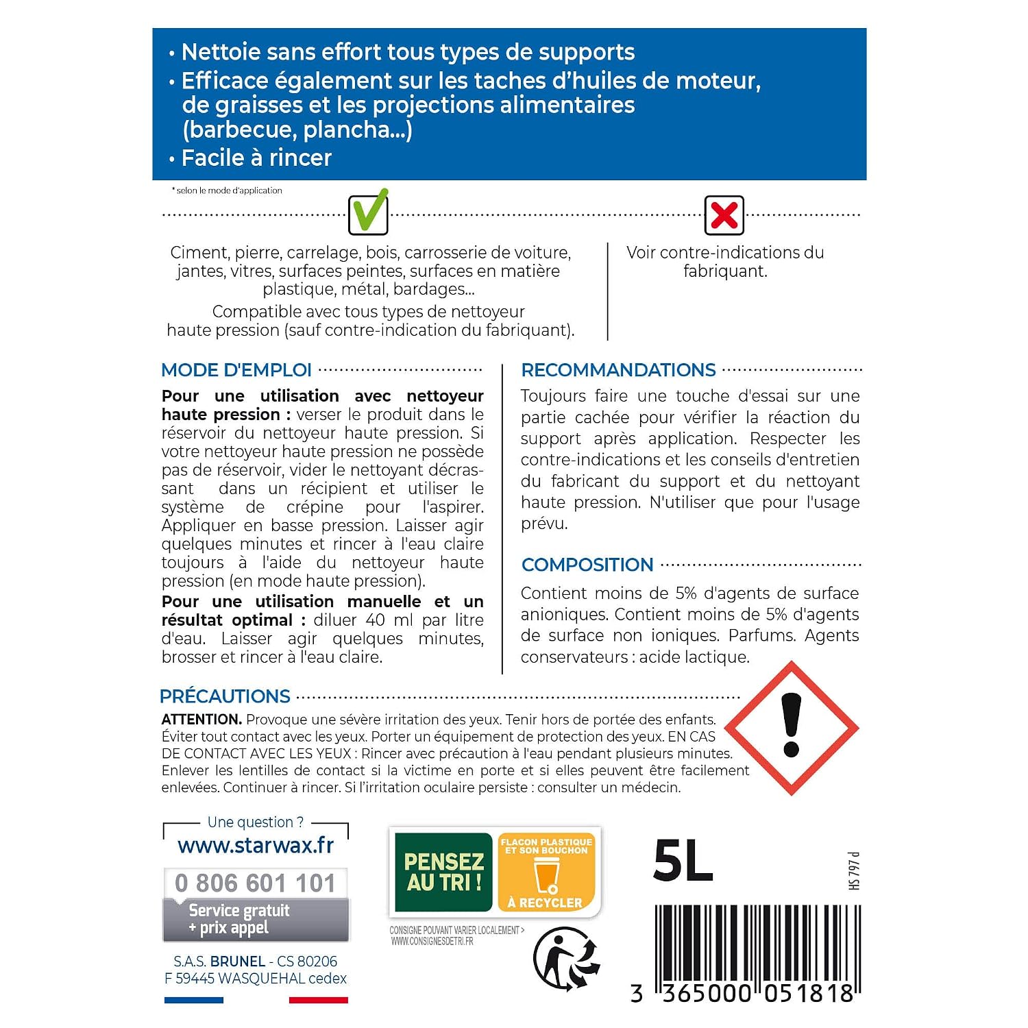 STARWAX — Nettoyant toitures, murs et sols concentré 5L – Image 6