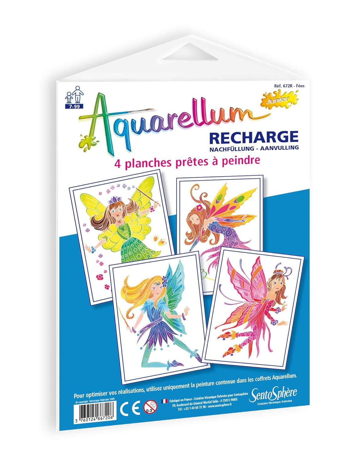 SentoSphère - RECHARGE AQUARELLUM JUNIOR - FEES - Recharge Cartes Aquarellum - Kit peinture - Peinture Aquarellable Magique - A partir de 7 ans - fabriqué en France