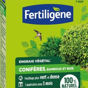 FERTILIGENE FEGCOB650 - Engrais Végétal Conifères, Bambous et Buis 650 g - Un feuillage plus vert et dense - Seulement 1 application en 3 mois - Jusqu'à 26 arbres - Produit 100% naturel avec zéolite