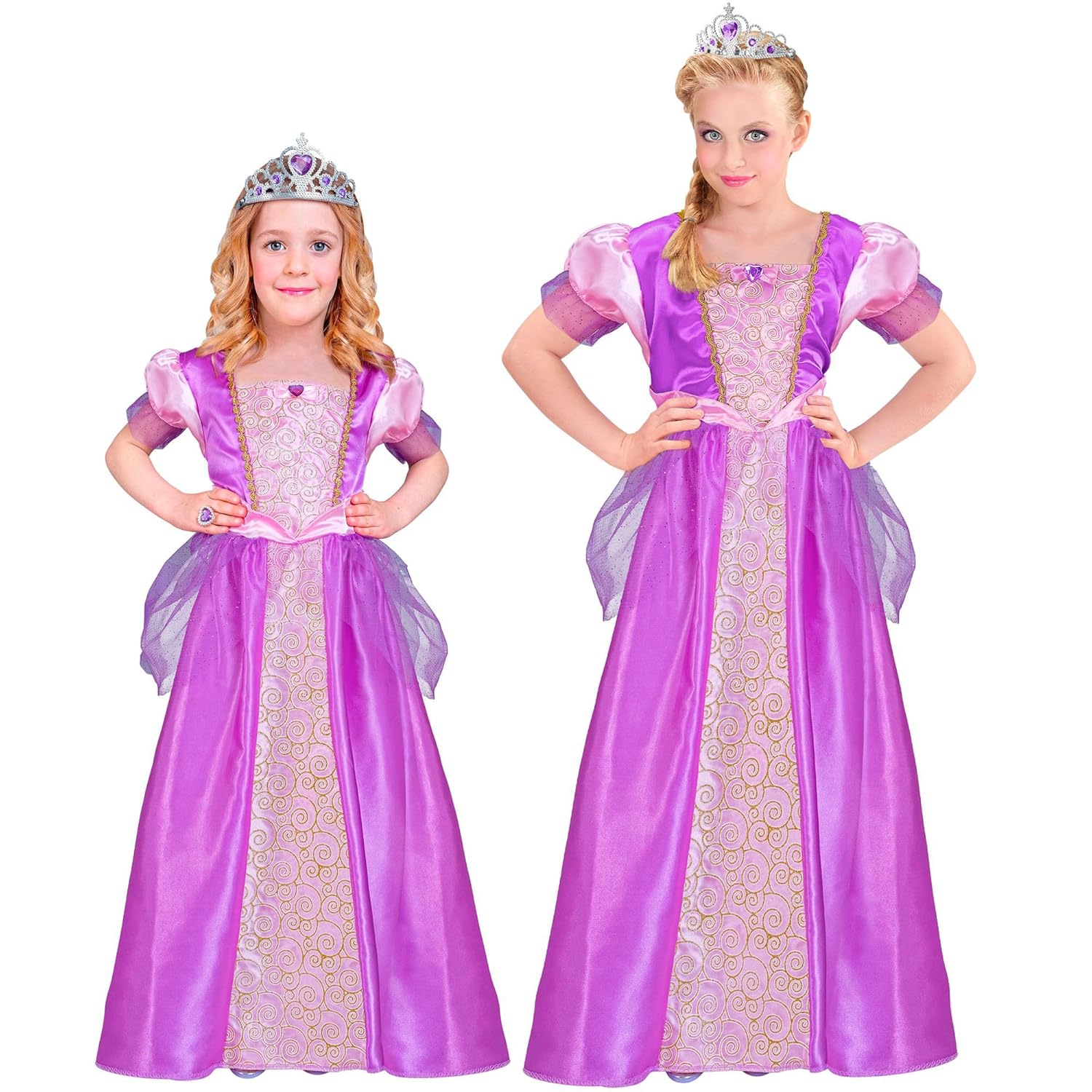 W WIDMANN MILANO Party Fashion - Costume enfant princesse, robe et tiare, reine, conte de fées, costume de carnaval