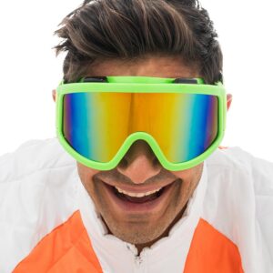 Chaks - Lunettes de ski style années 80/90, lunettes flashy au look rétro pour festival, après-ski, fêtes
