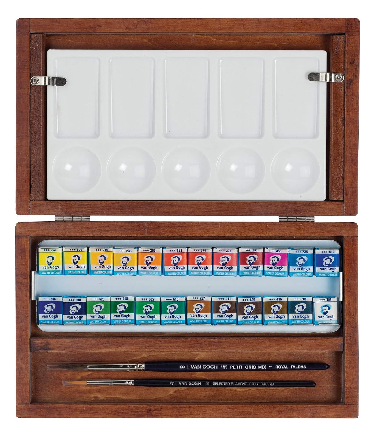 VAN GOGH — Set aquarelle en boîte bois 24 demi-plats + 3 accessoires – Image 2