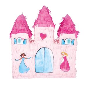 P'TIT CLOWN - 22906 - Pinata Château - Remplissage Facile - Accessoire Décoration Fêtes d'Anniversaire Enfant, Kermesses, Célébrations - Carton, Papier - Blanc - 47 x 52 x 10 cm