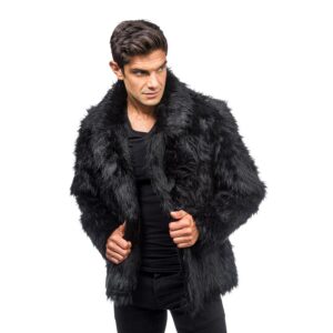 Chaks - Manteau de fourrure pour adultes, veste courte en fausse fourrure, pour carnaval, festival, fête Fashion