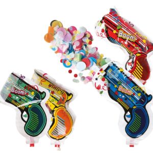 P'TIT CLOWN - 23408 - Pistolet à Confettis - Lot de 4 - Party Popper - Confetti Shooter - Bombe à Confettis pour Fêtes, Anniversaire, Carnaval, Mariage, Nouvel an, Noël
