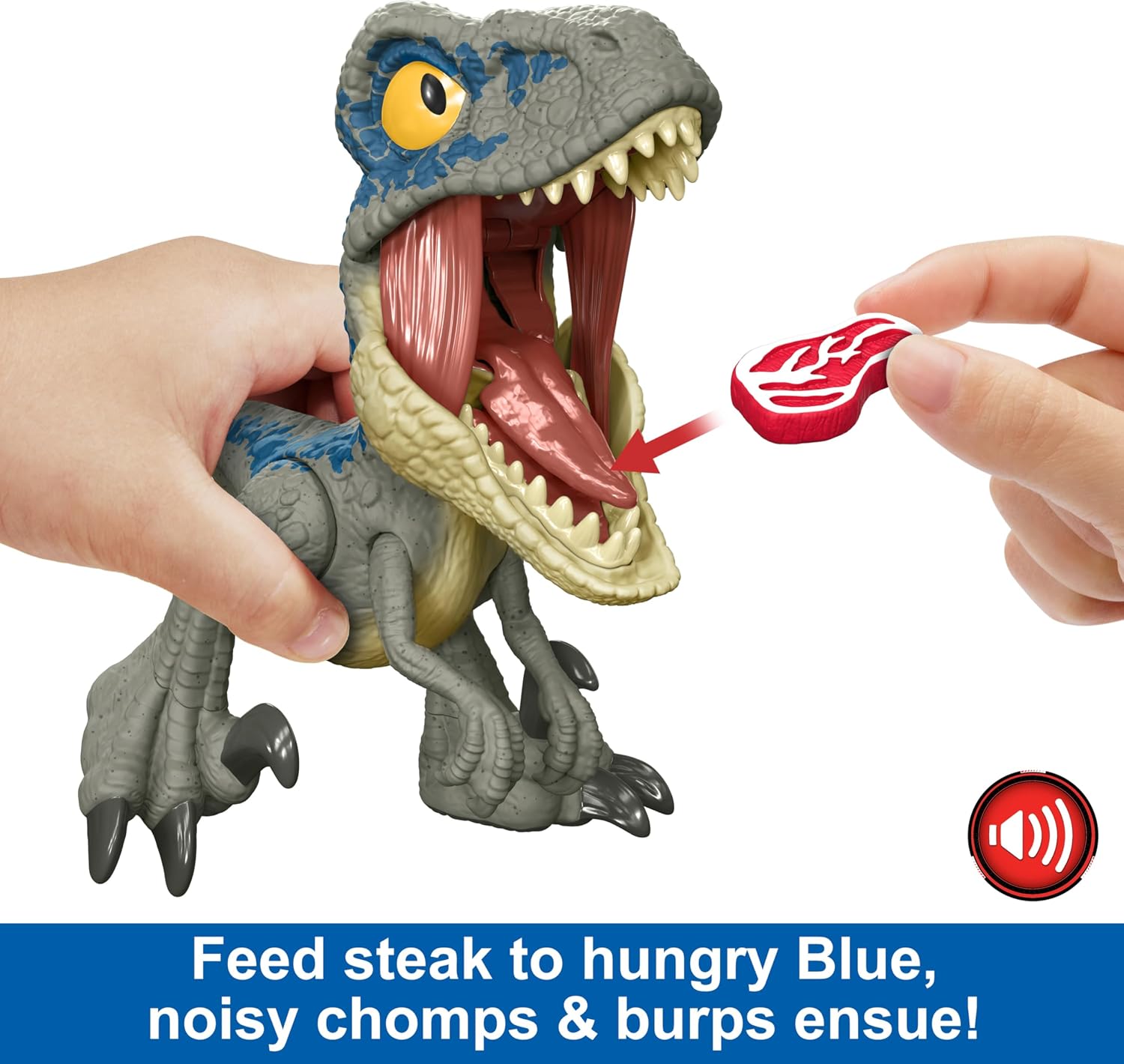 JURASSIC WORLD Mega Roar — Figurine Velociraptor Blue – Image 3
