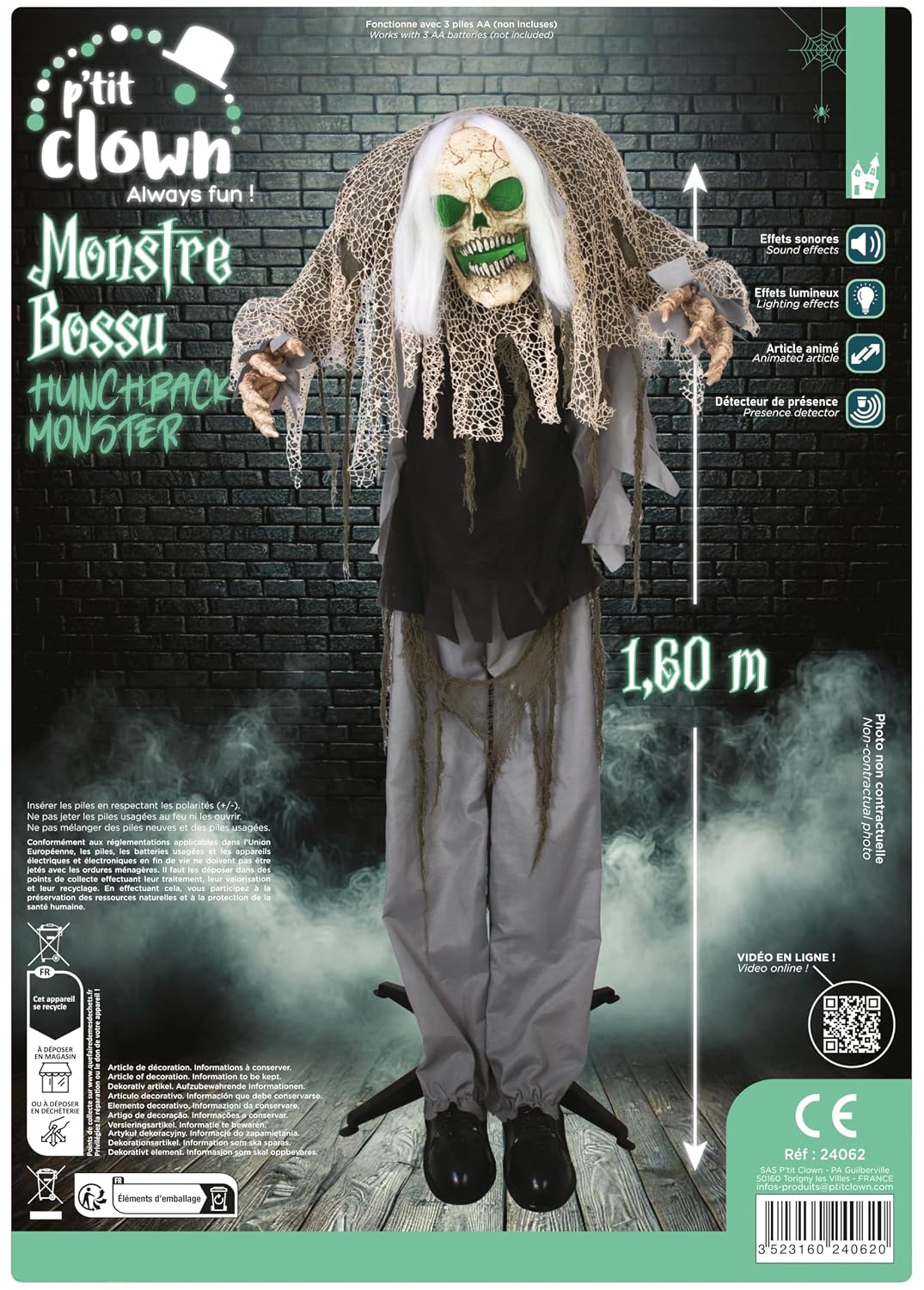 P'TIT CLOWN — Monstre bossu animé sonore lumineux 160cm – Image 7