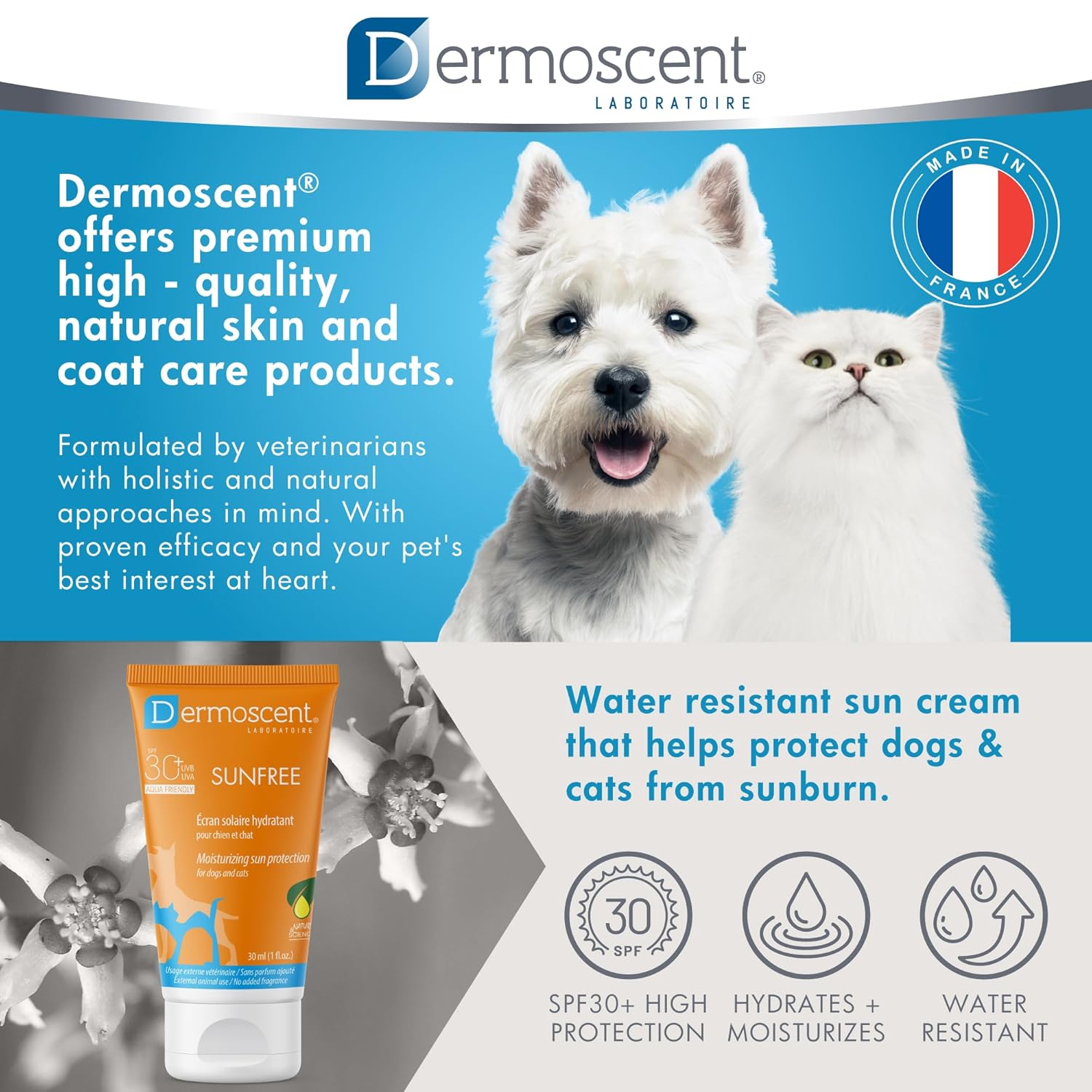 DERMOSCENT SunFREE — Écran Solaire SPF30+ 30 ml Chiens & Chats – Image 5