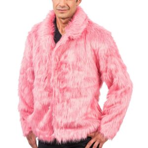 Alternative view of CHAKS — Manteau court en fausse fourrure rose adulte