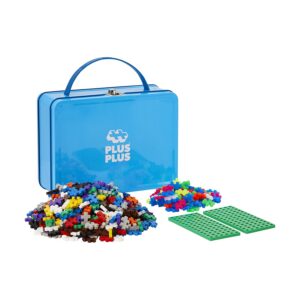 PLUS PLUS - 600 Briques de Construction Basic et Néon/Fluo Multicolores - Valisette de Rangement en Métal - Jeu de Construction pour Enfant dès 3 ans - Imagination, Créativité - Pour Fille et Garçon