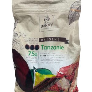 Cacao Barry - Tanzanie 75% Origine Rare chocolat noir de couverture pistoles 2,5 kg